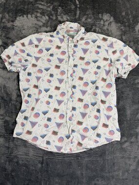 MTL Slim Fit Mens Vintage Button-Up Short Sleeve Shirt Size L